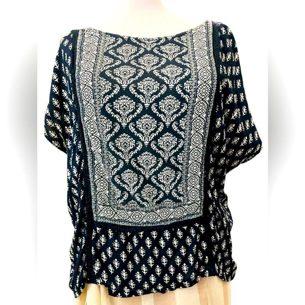 Lucky Brand Deep Navy Bandanna Top